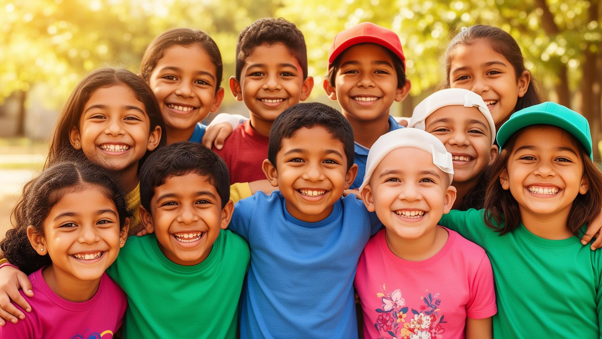 Niños y familias sonriendo
